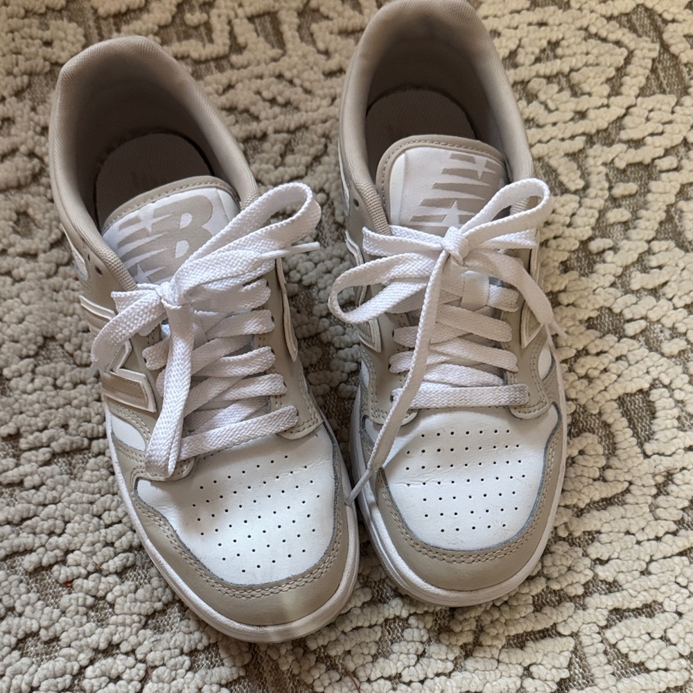 New Balance White and Tan Athletic Shoes